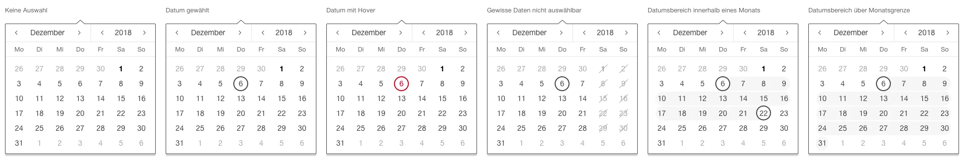 Image of a date picker, calender layer