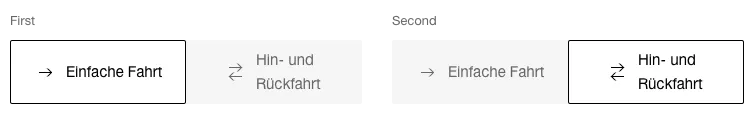 Darstellung der Komponente Toggle-Button mit Icons