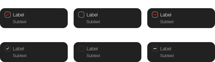 Darstellung des Checkbox-Items in einer Box mit Subtext