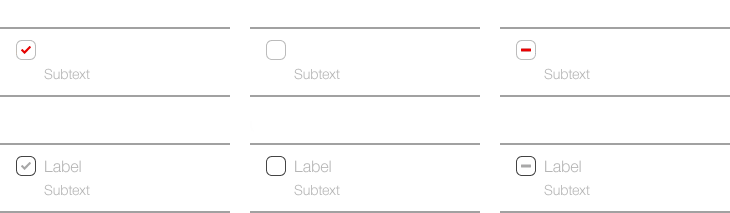 Darstellung des Checkbox-Items in einer Liste mit Subtext