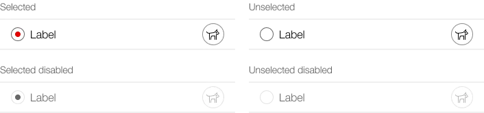 Image of a radiobutton-item in a list, with button