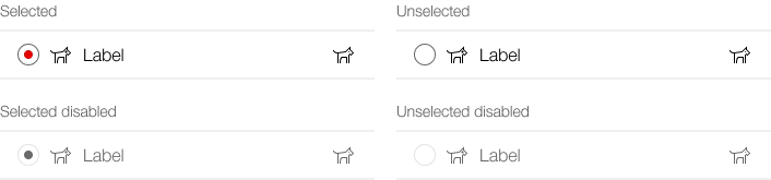 Image of a radiobutton-item in a list, with icons