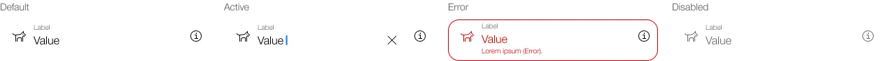 Darstellung des Text-input Feldes in einer Box mit Label und Icons