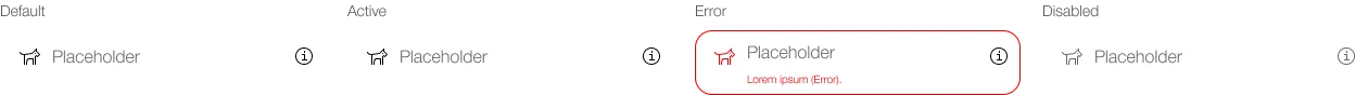 Darstellung des Text-input Feldes in einer Box mit Icons ohne Label, Placeholder