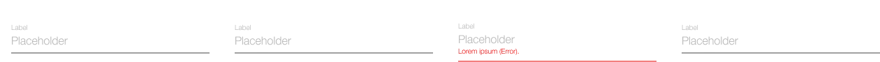 Darstellung des Text-input Feldes in einer Liste mit Label ohne Icons, Placeholder