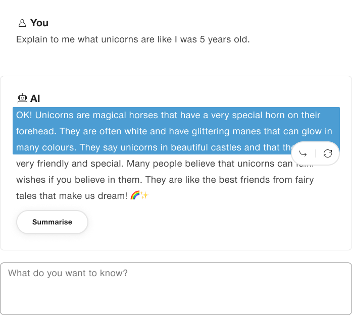 Example for interactions within an AI-Output