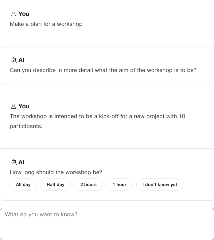 Example for questions to the user