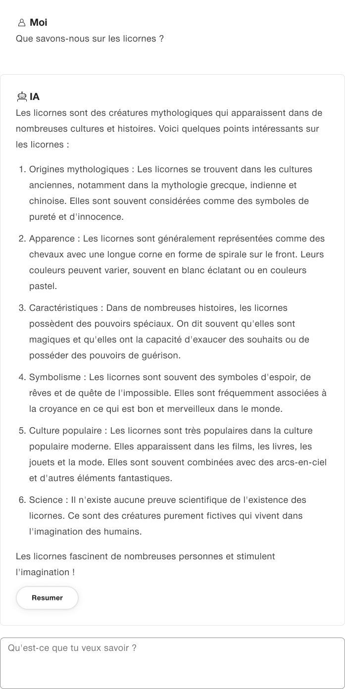 Exemple pour une resumé