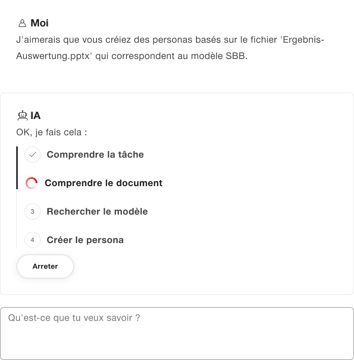 Exemple pour les étapes du système