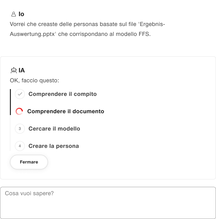Esempio per i passaggi del sistema