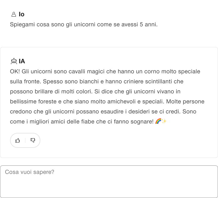 Esempio di feedback dell'utente