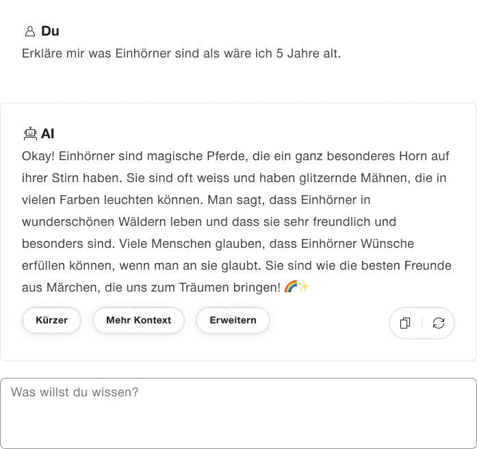 Beispiel für Folgeaktionen nach AI-Output