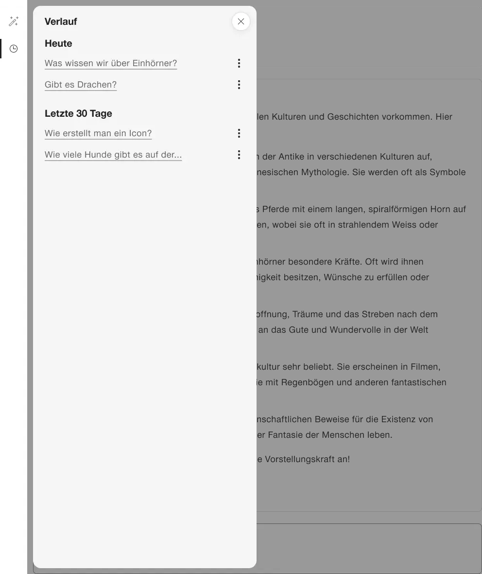 Beispiel für Verlauf geöffnet