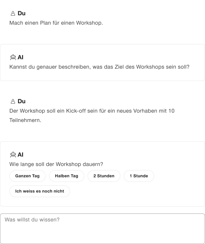 Beispiel für Fragen an den Nutzer
