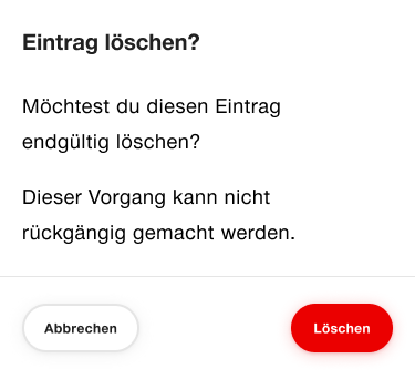 Beispiel für eine Benachrichtigung innerhalb eines Dialog-Fensters