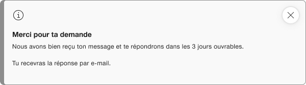 Exemple pour une error dans une notification